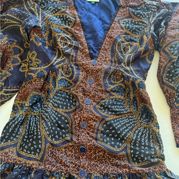 FARM Rio Navy and Brown Long Sleeve Dress - Picture 3 of 3